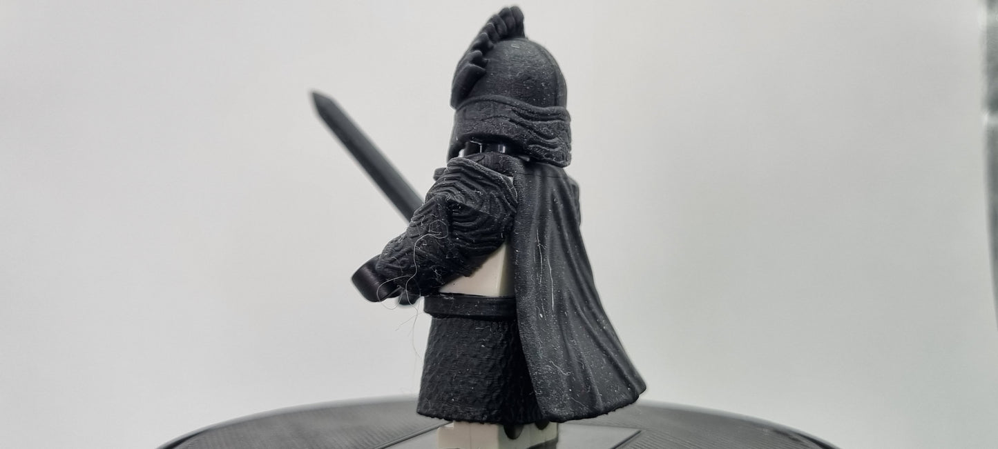 Building toy custom 3D printed evil lord ring warrior with sword weapon!