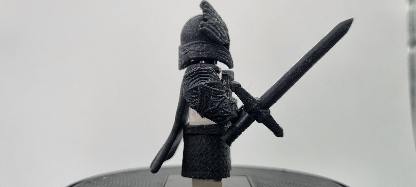 Building toy custom 3D printed evil lord ring warrior with sword weapon!