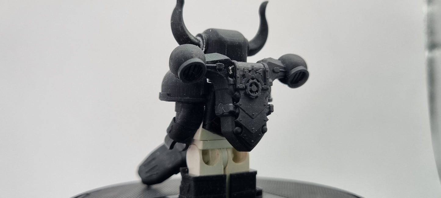 Building toy custom 3D printed evil space warrior with horns!