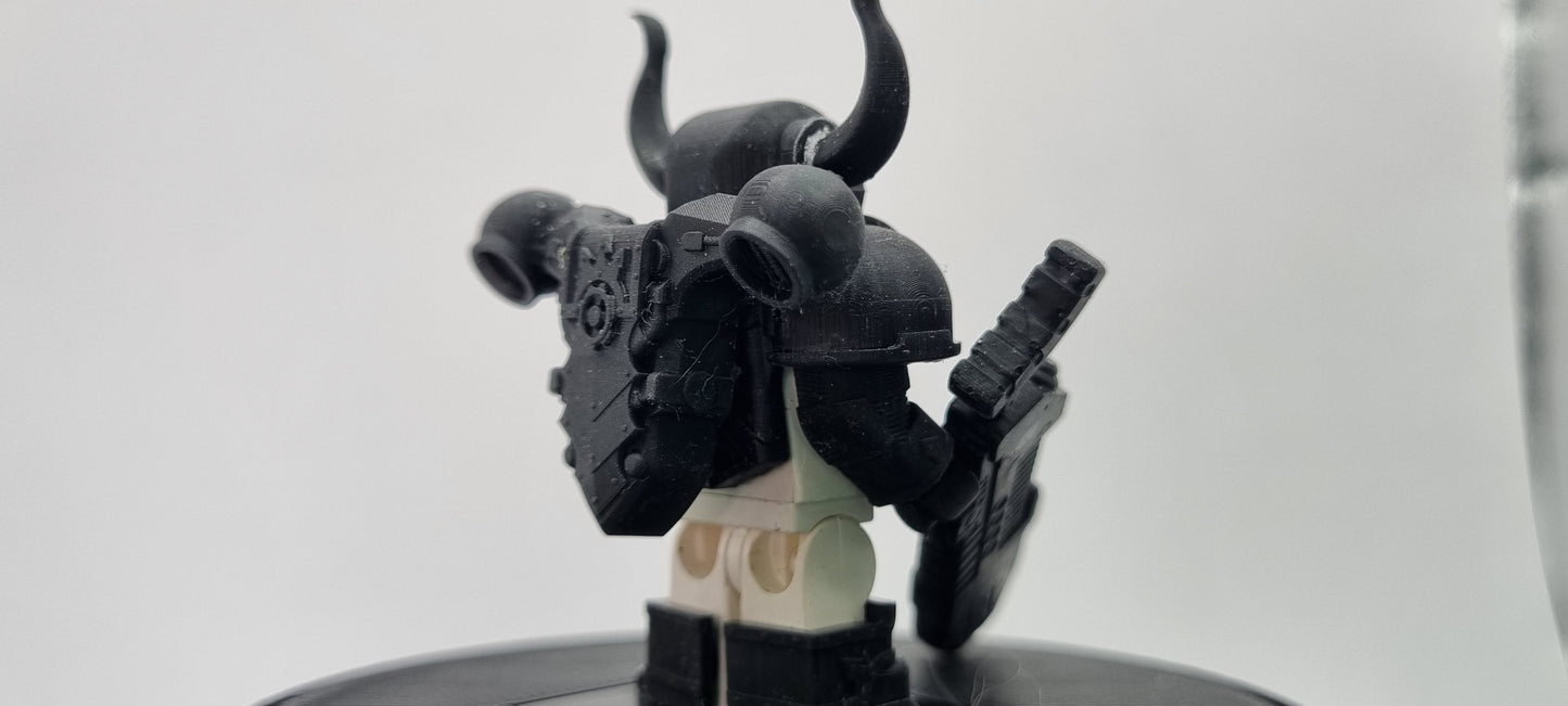 Building toy custom 3D printed evil space warrior with horns!