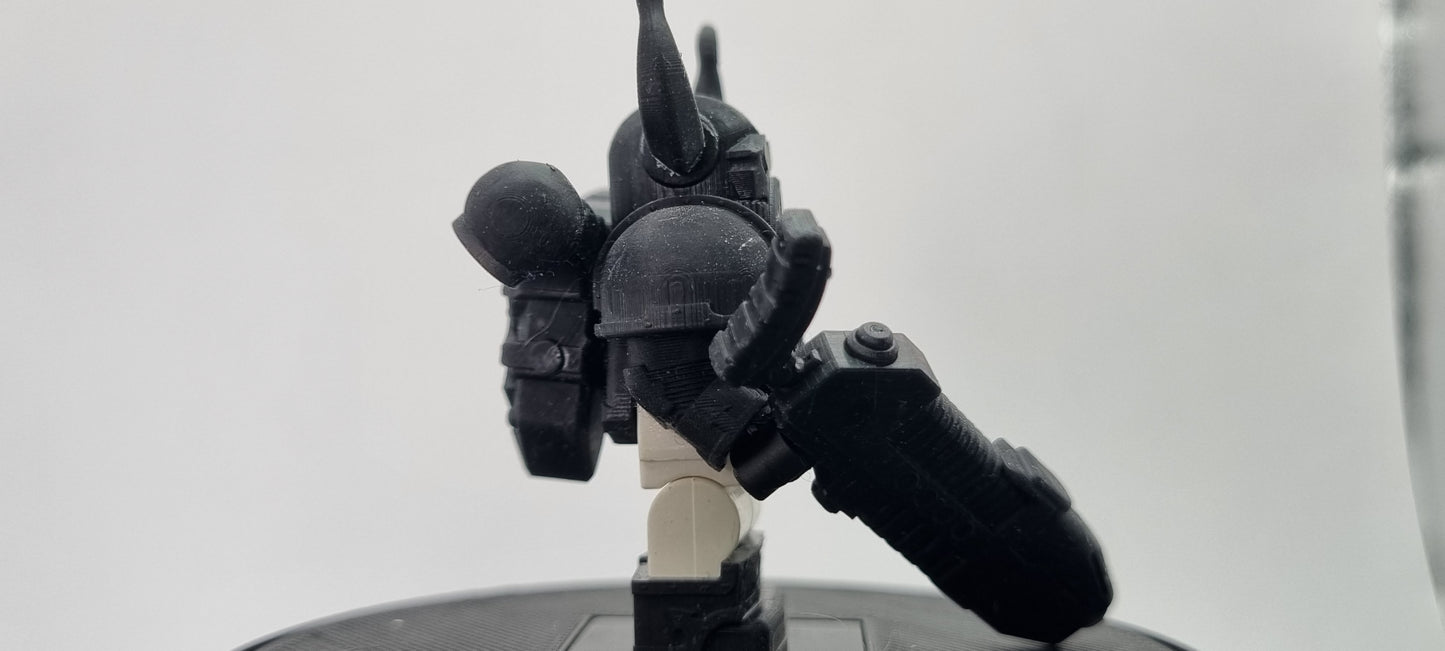 Building toy custom 3D printed evil space warrior with horns!