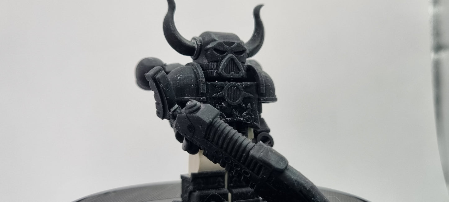 Building toy custom 3D printed evil space warrior with horns!