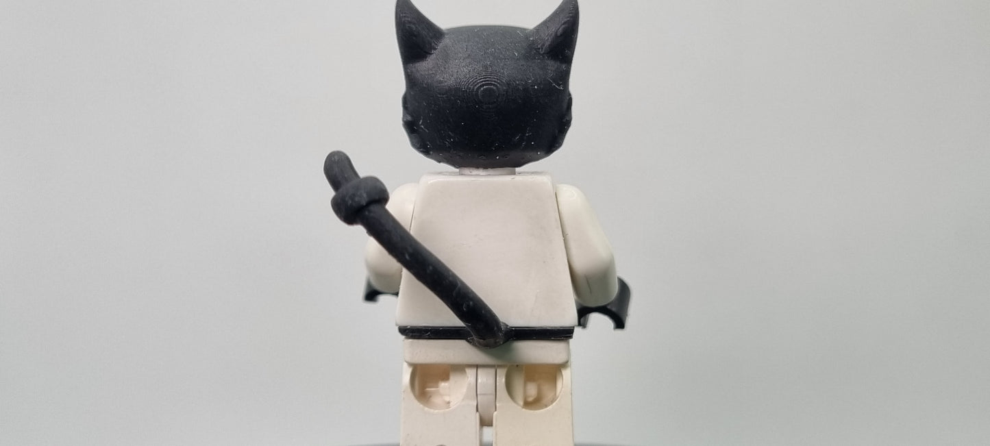 Building toy custom 3D printed super hero red ringed cat!
