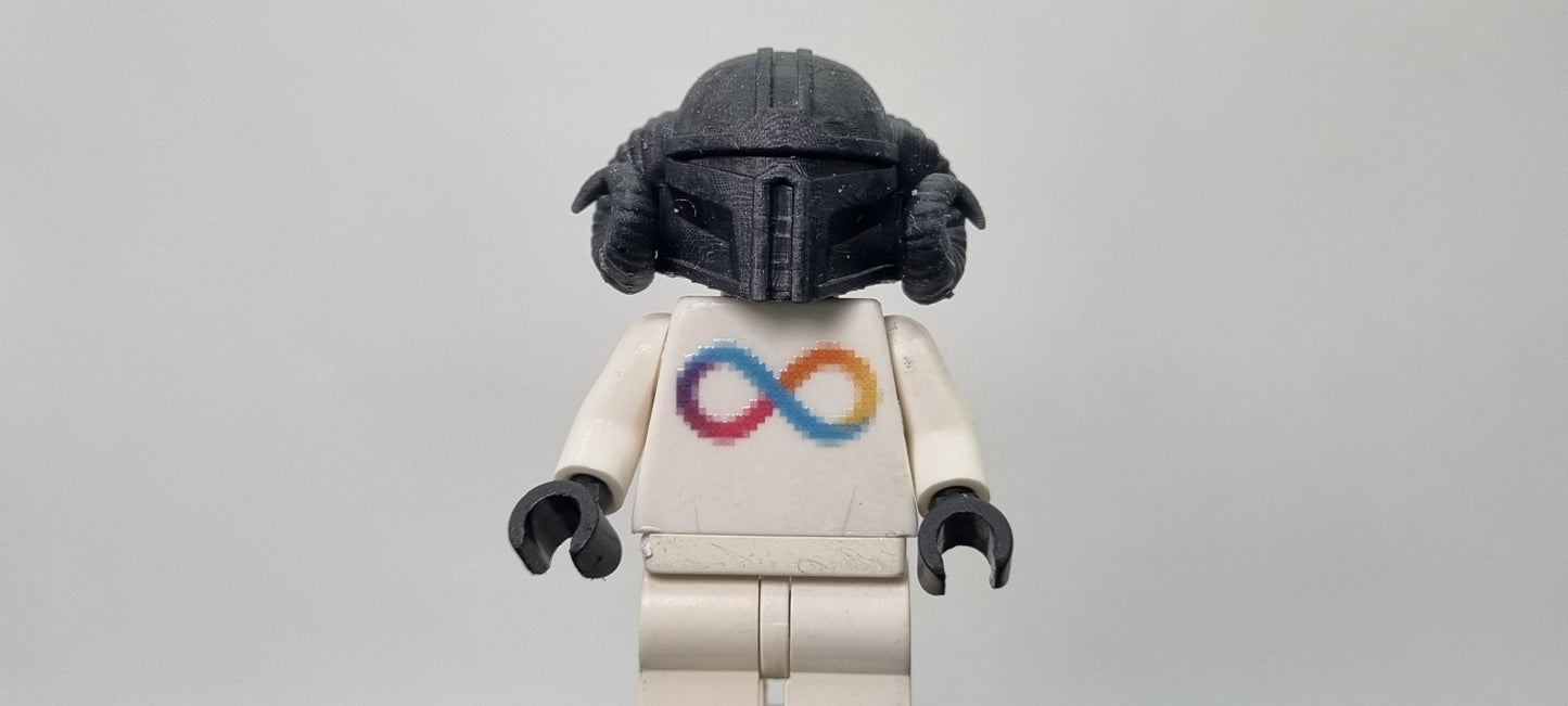 Building toy custom 3D printed galaxy wars medieval bucket helmet with round horns on the side!