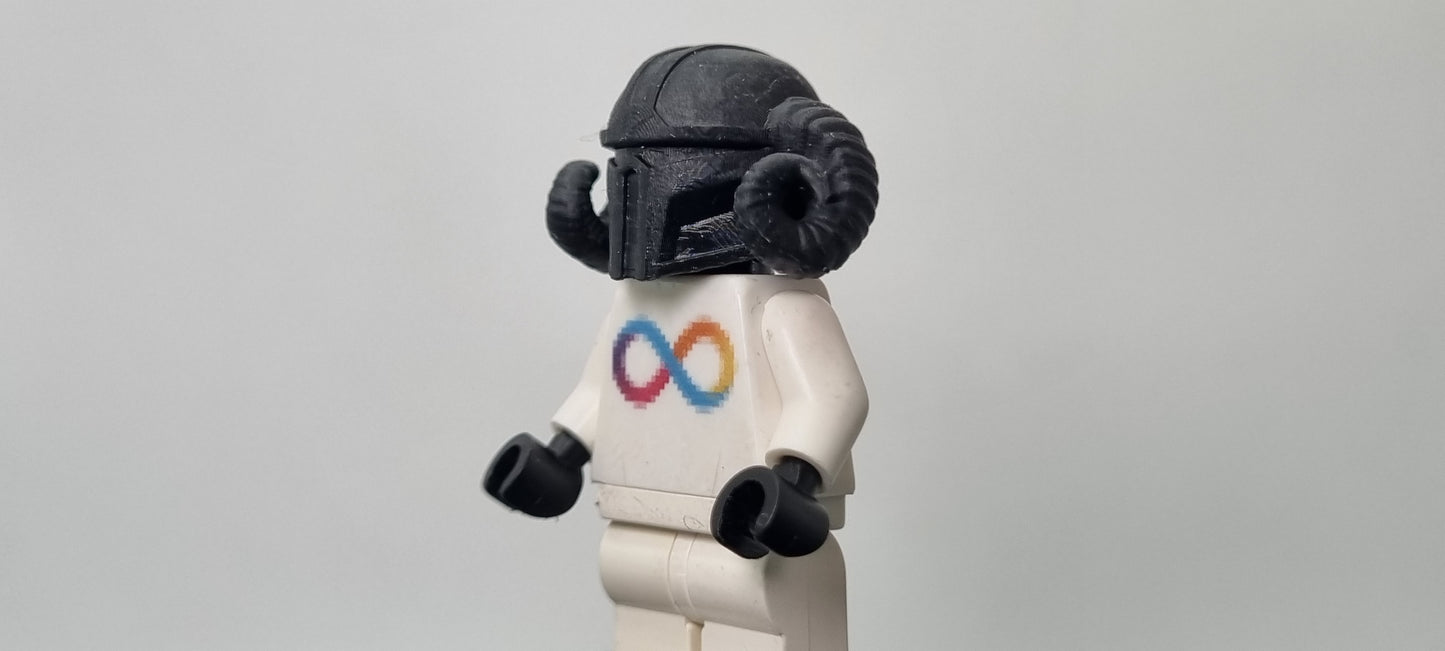 Building toy custom 3D printed galaxy wars medieval bucket helmet with round horns on the side!