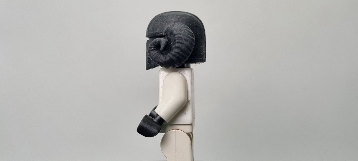 Building toy custom 3D printed galaxy wars medieval bucket helmet with round horns on the side!