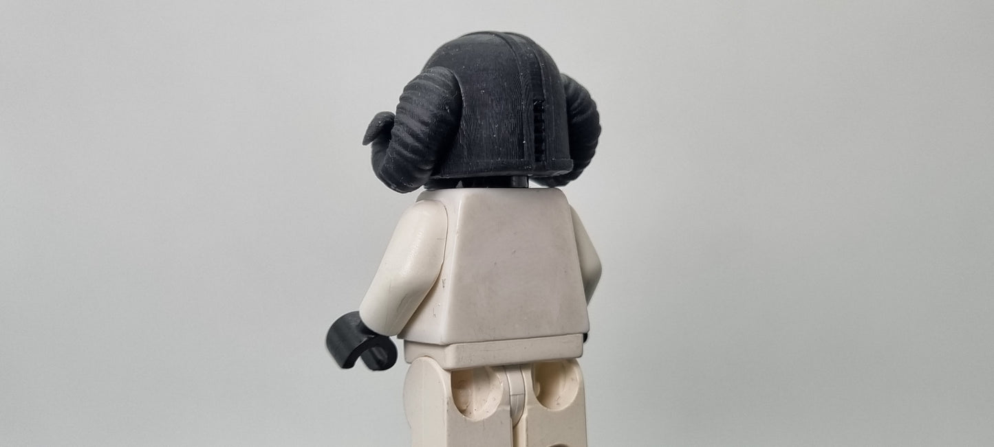 Building toy custom 3D printed galaxy wars medieval bucket helmet with round horns on the side!