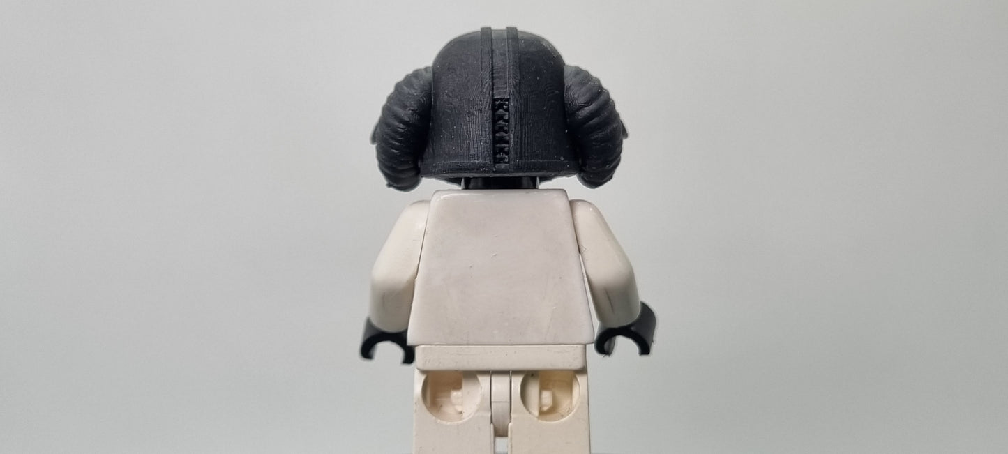 Building toy custom 3D printed galaxy wars medieval bucket helmet with round horns on the side!