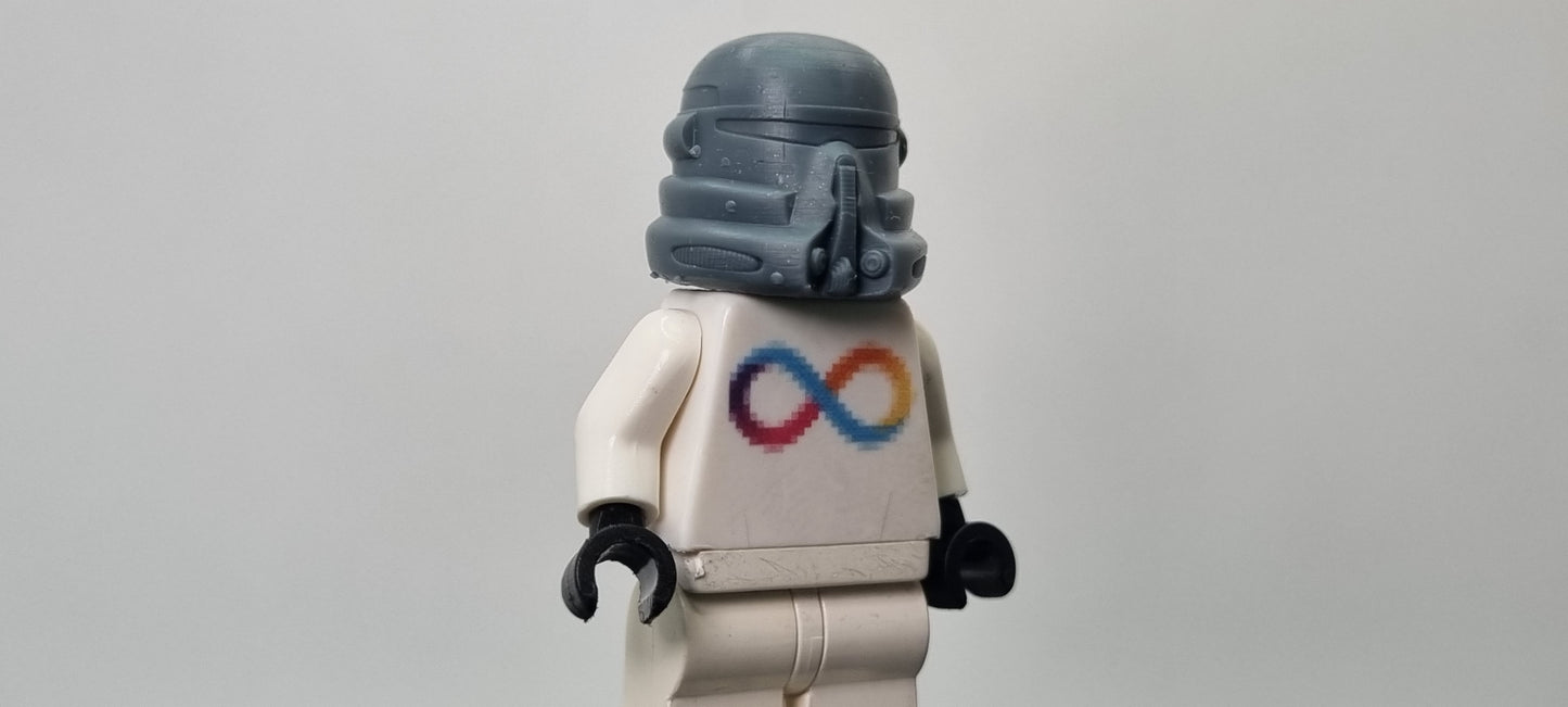 Building toy custom 3D printed galaxy wars air trooper helmet! Printed in high resolution 12k!