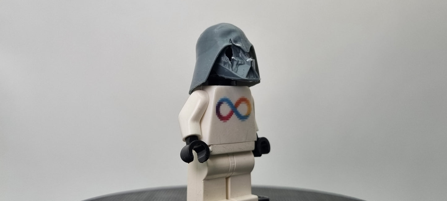Building toy custom 3D printed galaxy wars the dark lord broken helmet! Printed in high resolution 12k!