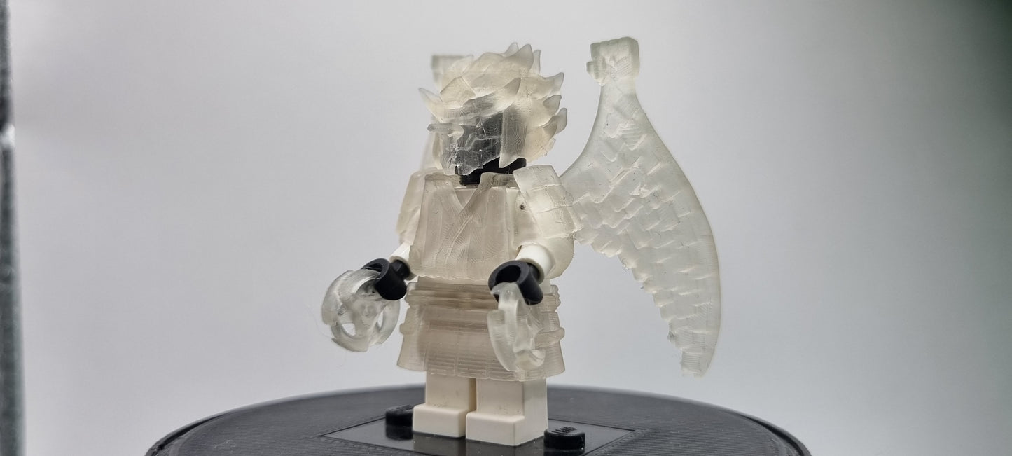 Building toy custom 3D printed ninja translucent armor with throwing stars