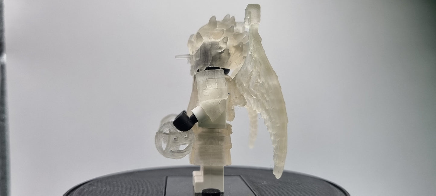Building toy custom 3D printed ninja translucent armor with throwing stars