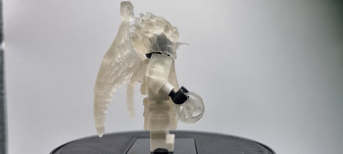 Building toy custom 3D printed ninja translucent armor with throwing stars