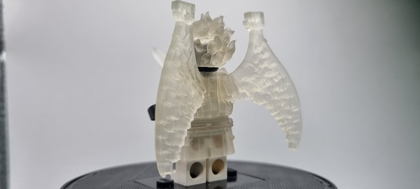 Building toy custom 3D printed ninja translucent armor with single sword