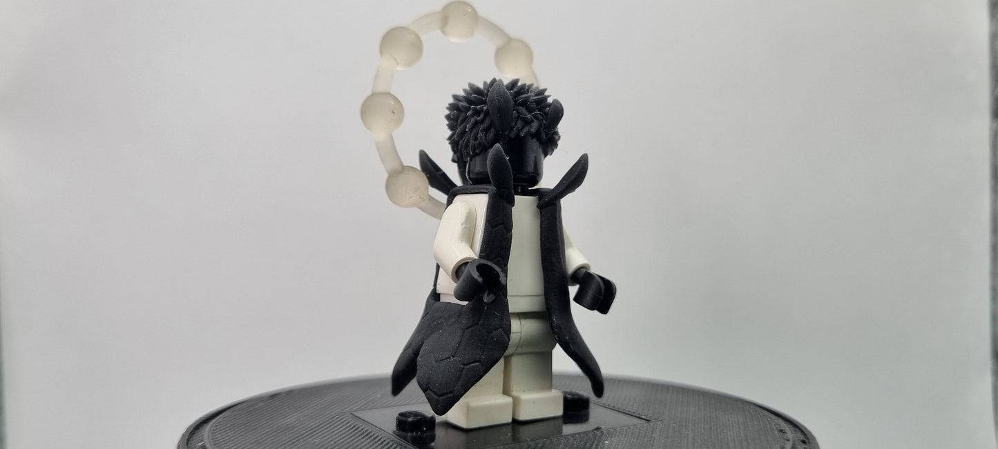 Building toy custom 3D printed ninja with rings behind him!