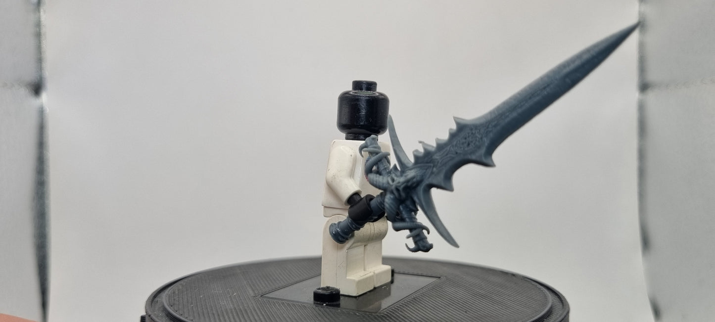 Building toy custom 3D printed wow mega frost sword. Printed in 12k high resolution resin!