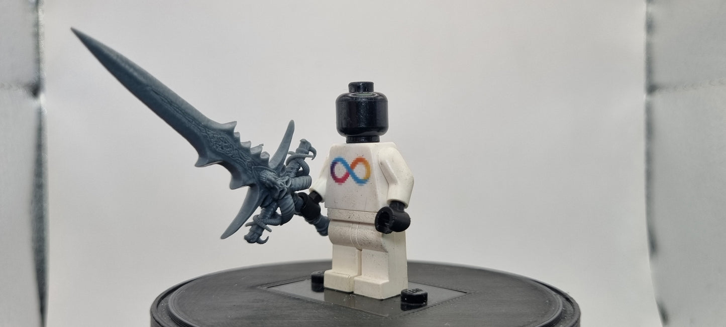 Building toy custom 3D printed wow mega frost sword. Printed in 12k high resolution resin!