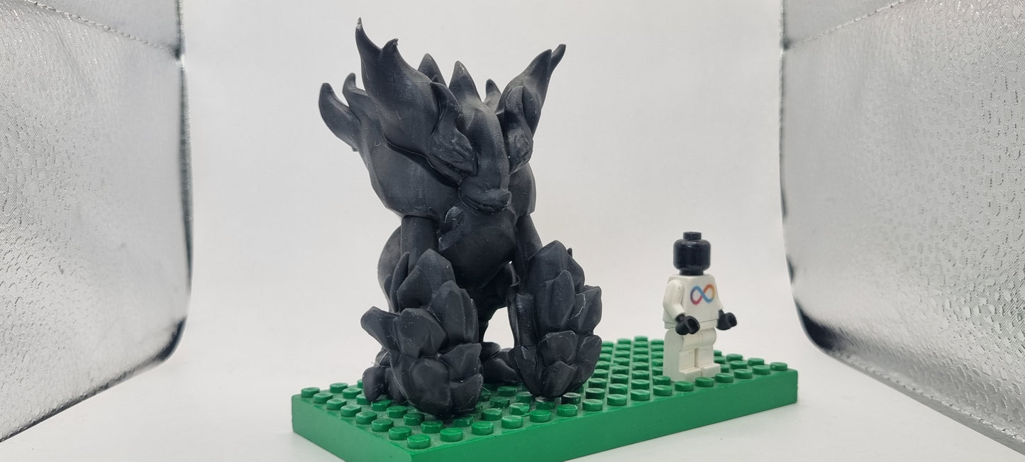 Building toy custom 3D printed knock off animals to catch big flame dude!