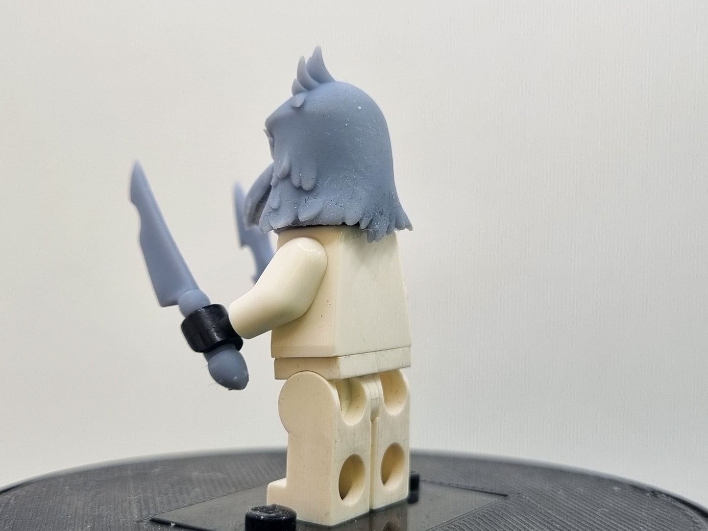 Building toy custom 3D printed bird mask with knifes