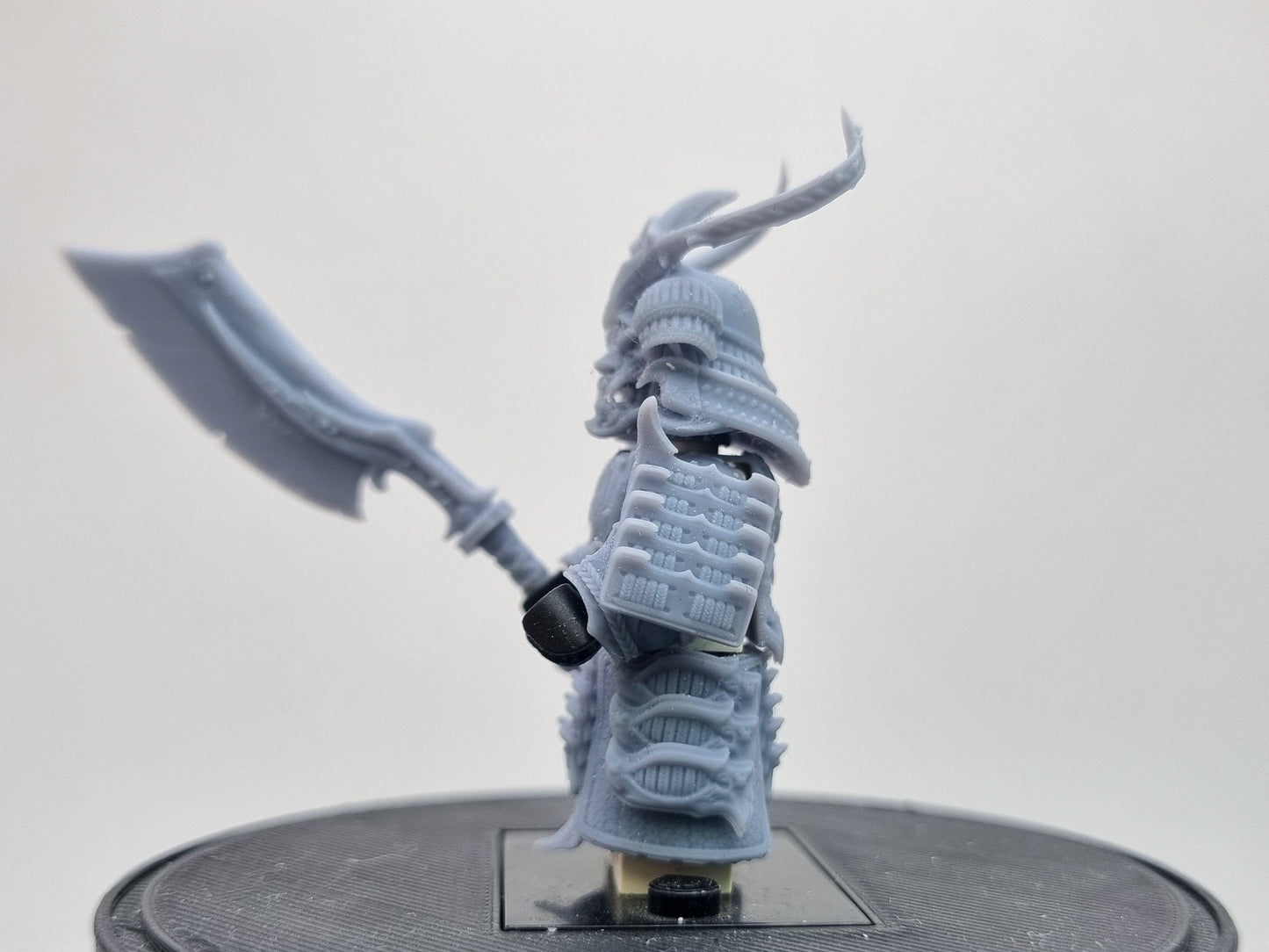 Building toy custom 3D printed samurai warrior with oni mask