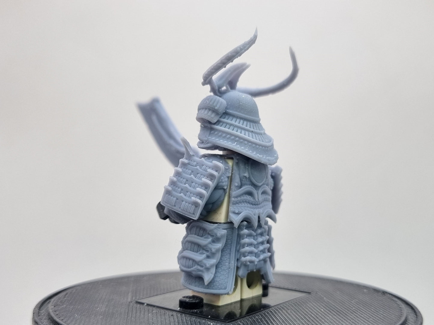 Building toy custom 3D printed samurai warrior with oni mask