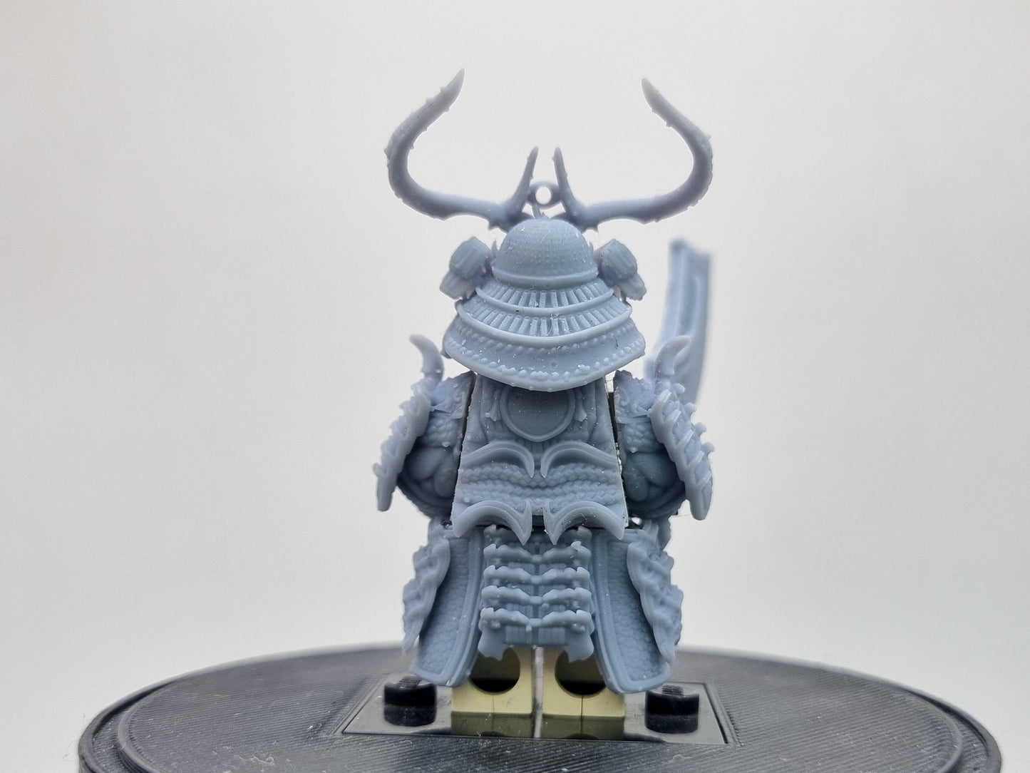 Building toy custom 3D printed samurai warrior with oni mask