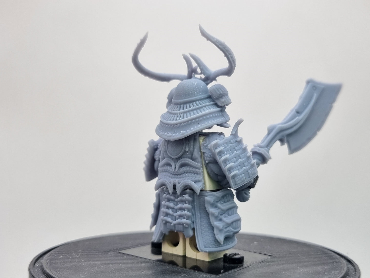 Building toy custom 3D printed samurai warrior with oni mask