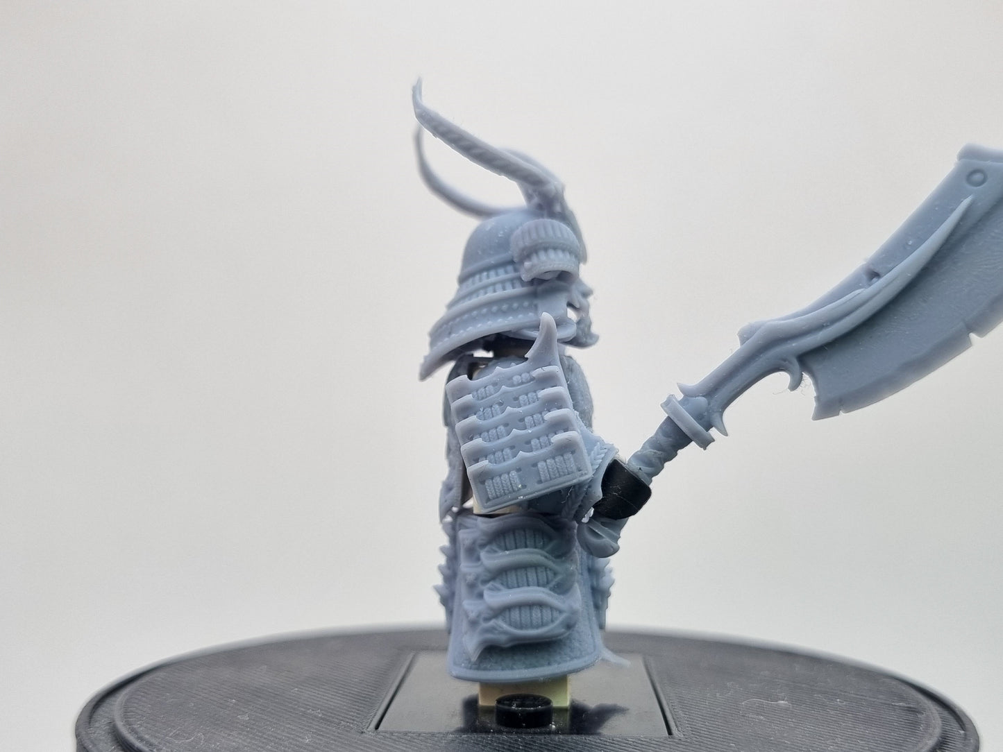 Building toy custom 3D printed samurai warrior with oni mask