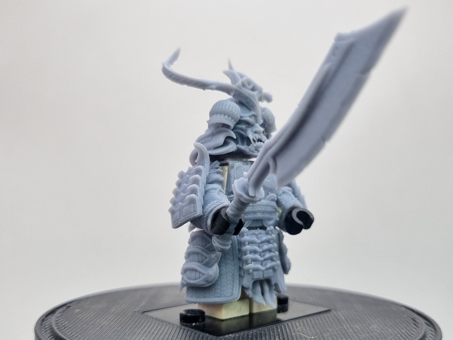 Building toy custom 3D printed samurai warrior with oni mask
