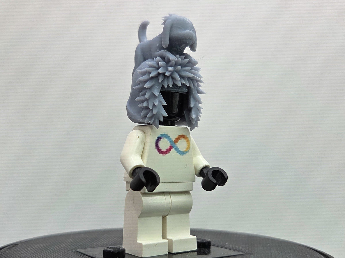 Custom 3D printed dog in hair v2!