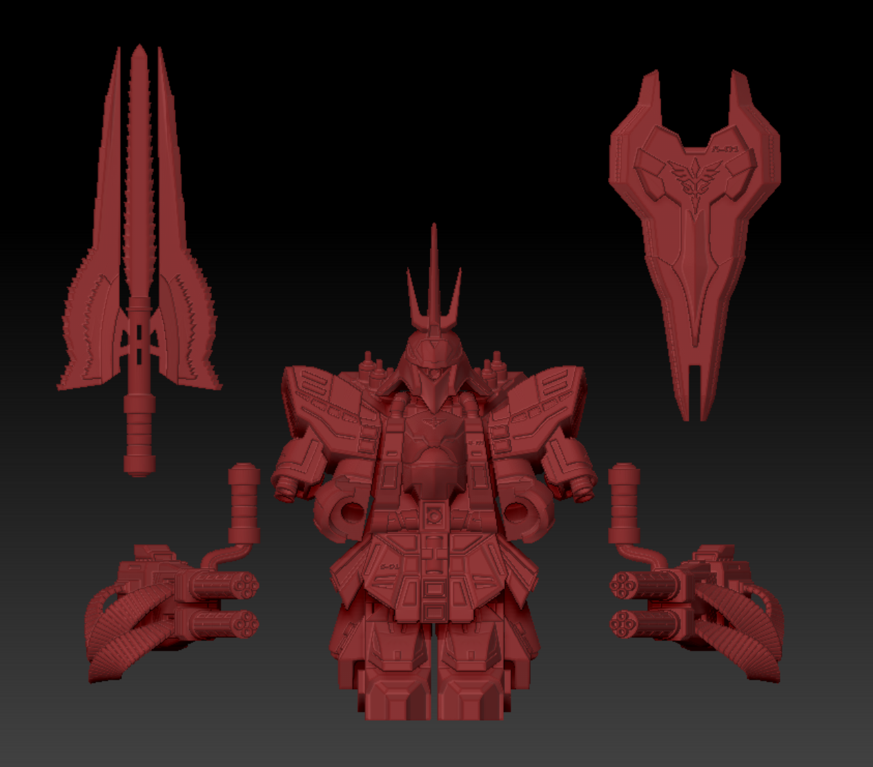 Custom 3D printed building toy evil mech robot!