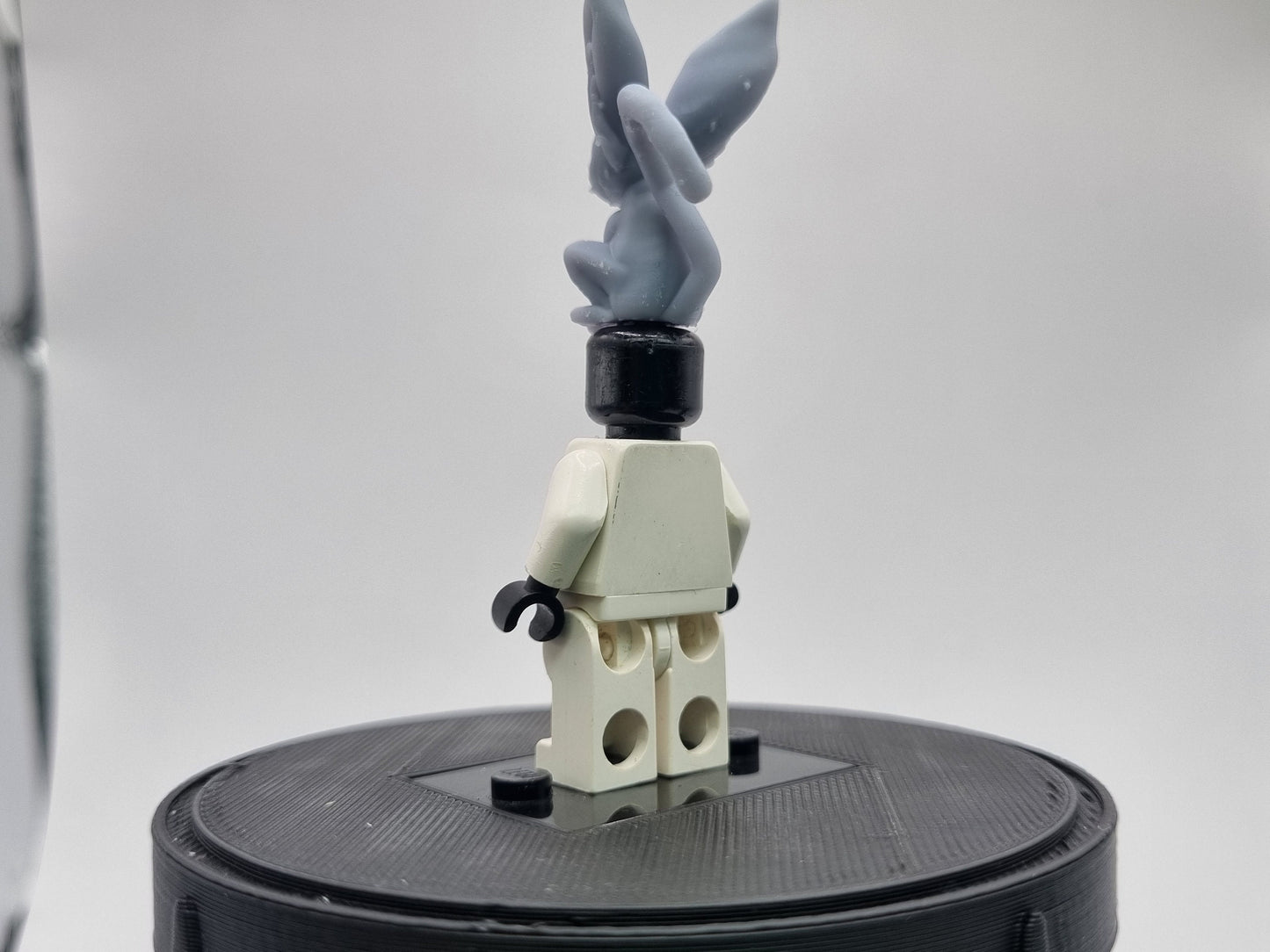 Building toy custom 3D printed monkey on head!