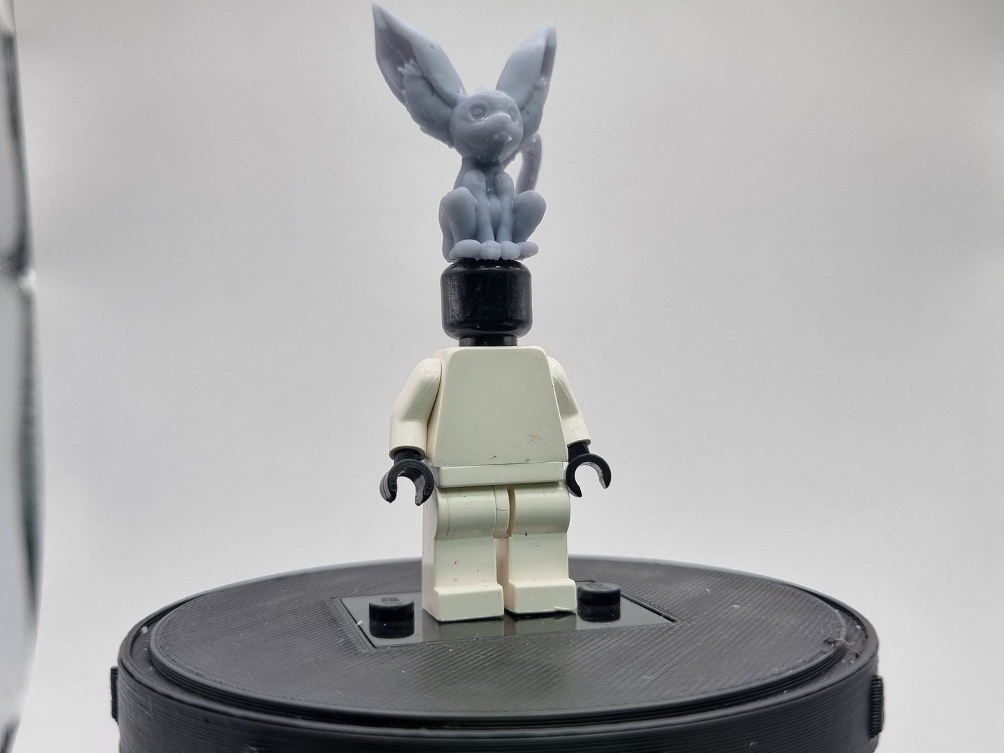 Building toy custom 3D printed monkey on head!