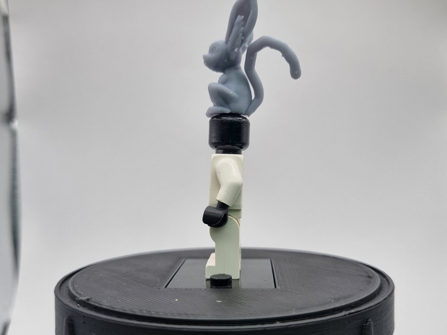 Building toy custom 3D printed monkey on head!