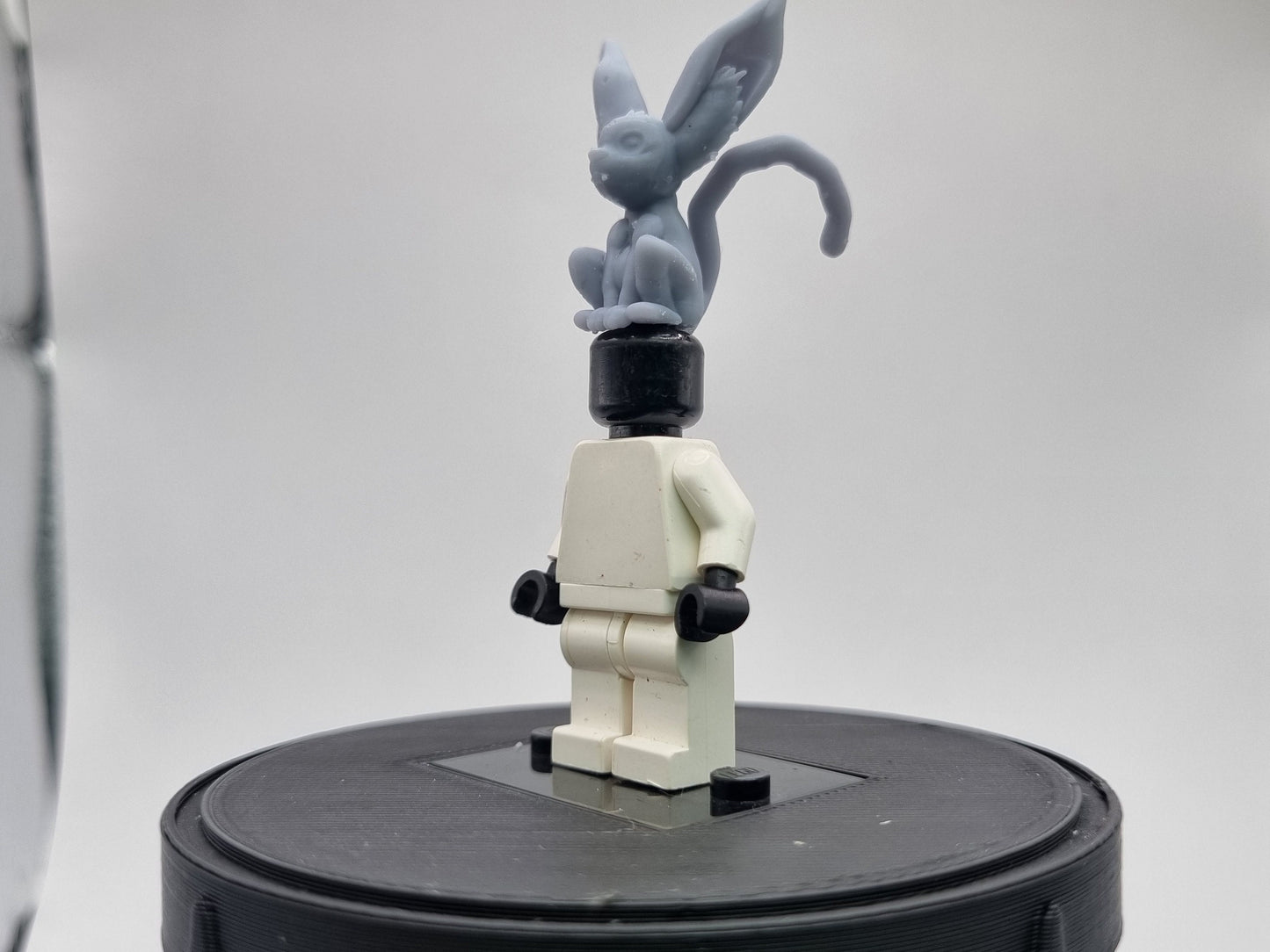 Building toy custom 3D printed monkey on head!
