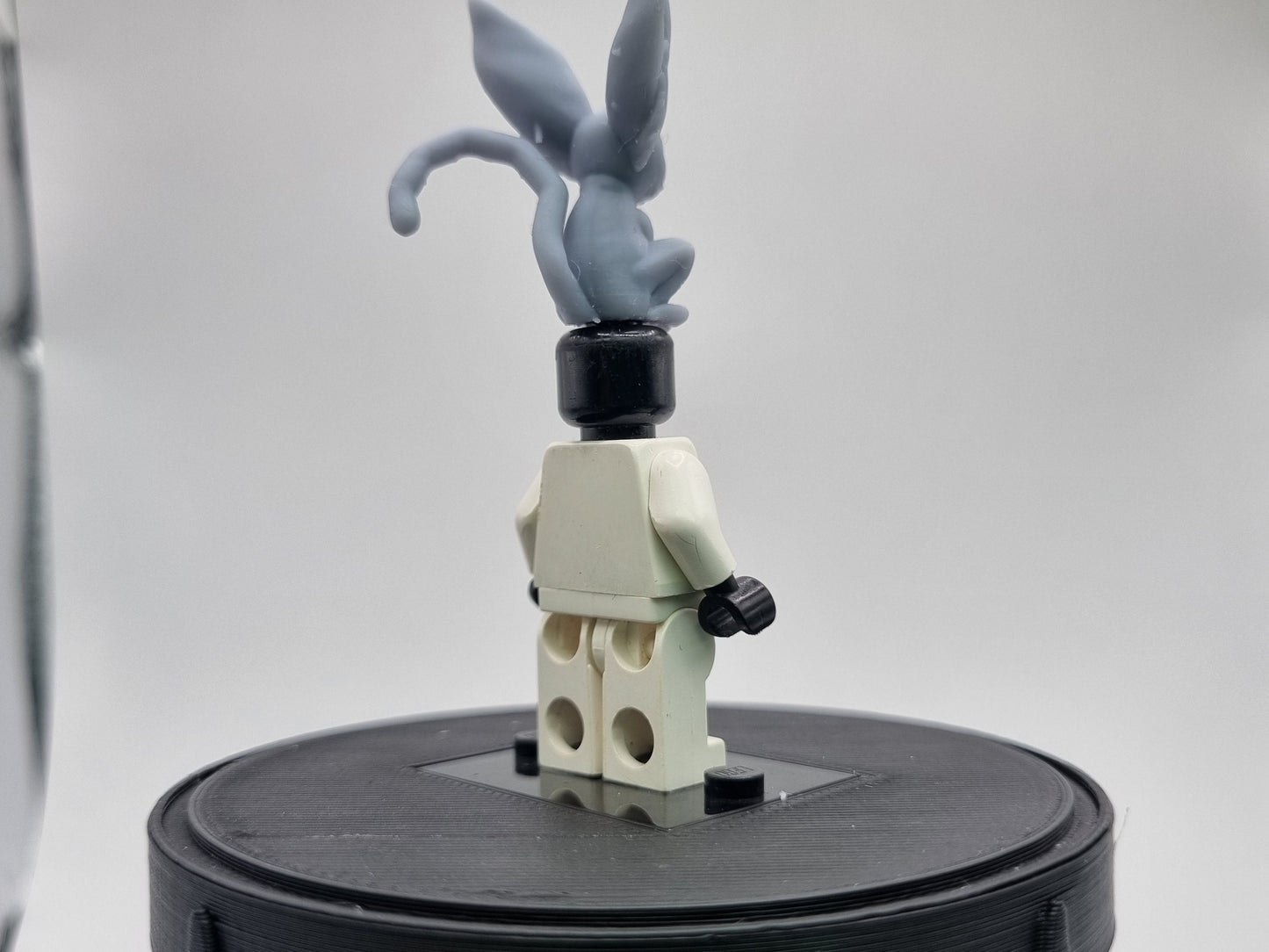 Building toy custom 3D printed monkey on head!
