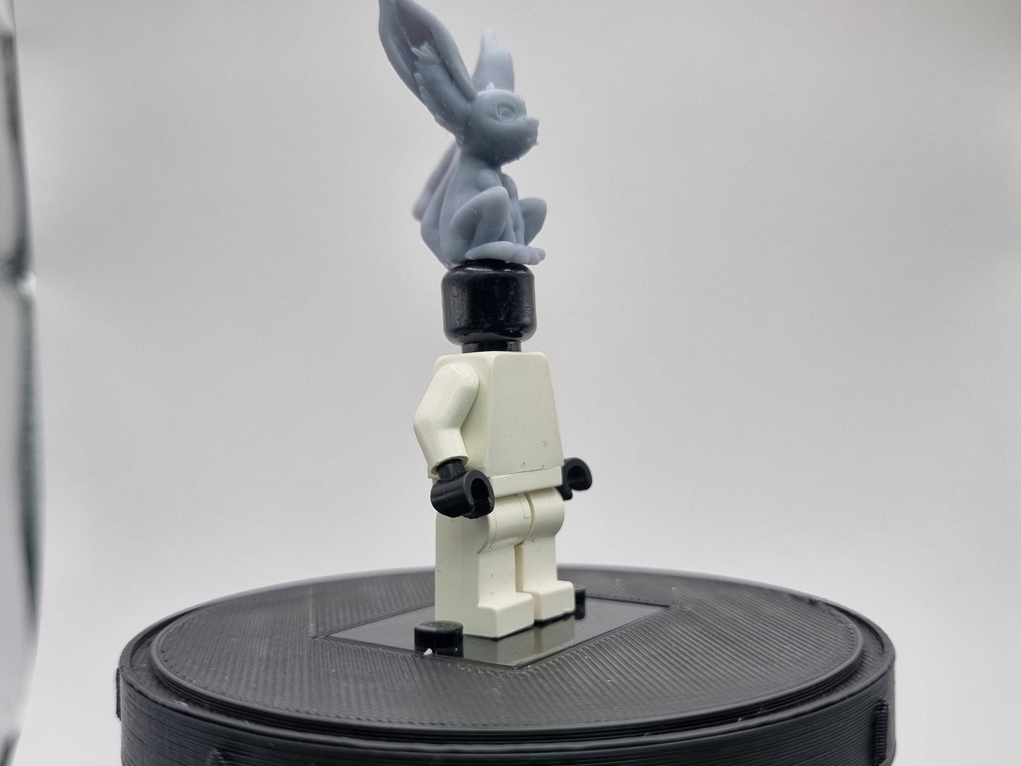 Building toy custom 3D printed monkey on head!