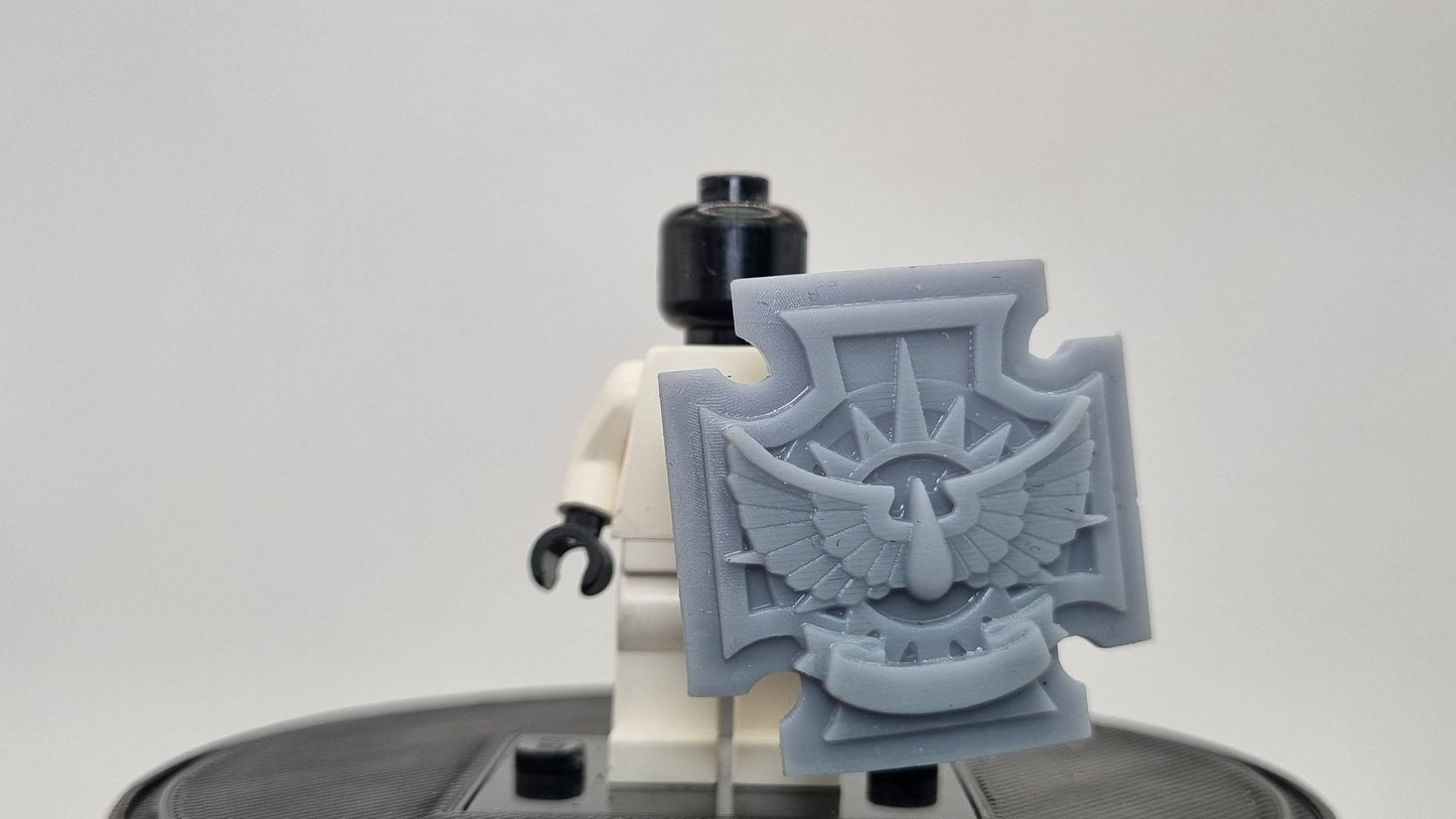 Building toy space warriors blood cross shield!