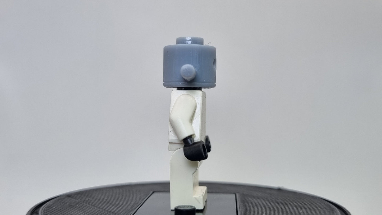 Building toy super persone with pan on his head!