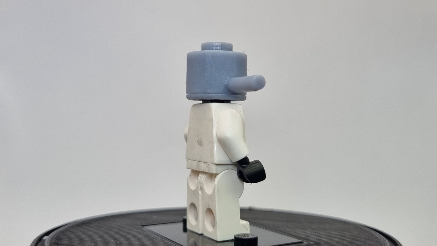 Building toy super persone with pan on his head!