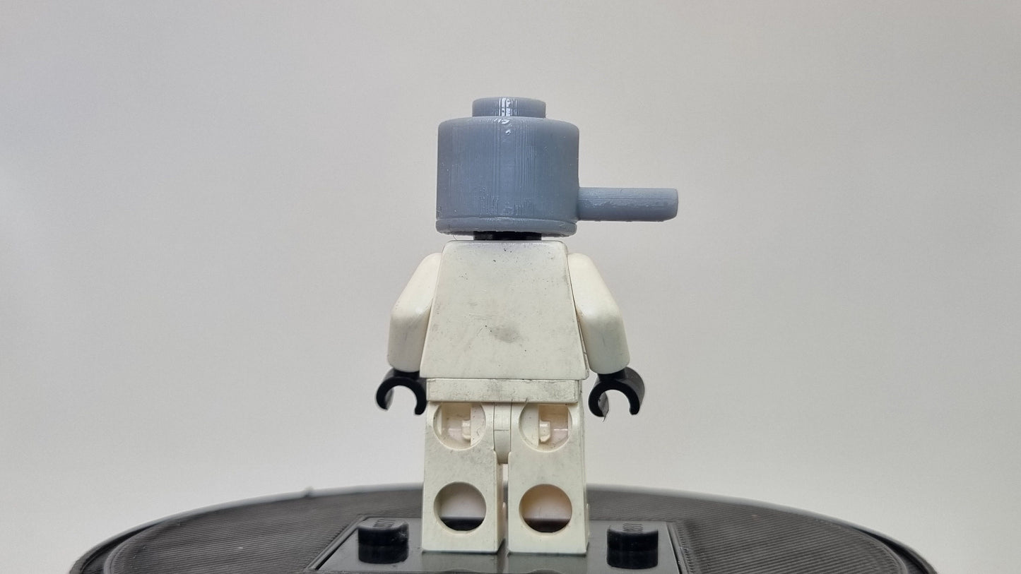 Building toy super persone with pan on his head!