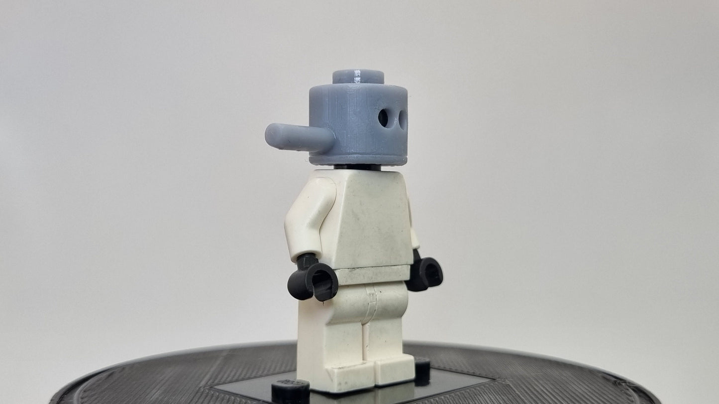 Building toy super persone with pan on his head!