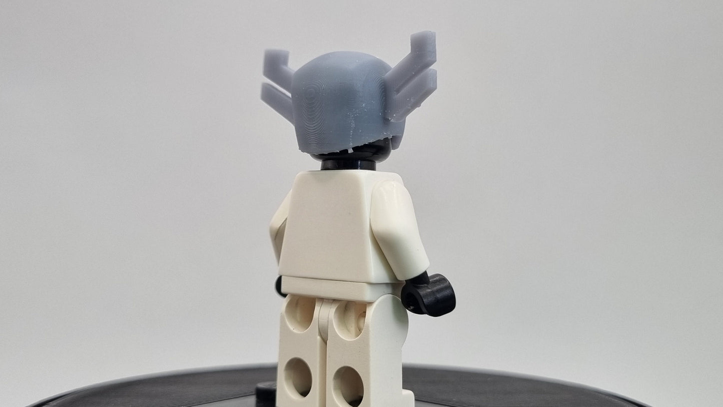 Building toy custom 3D printed super heroes helmet with 2 spikes on the sides!
