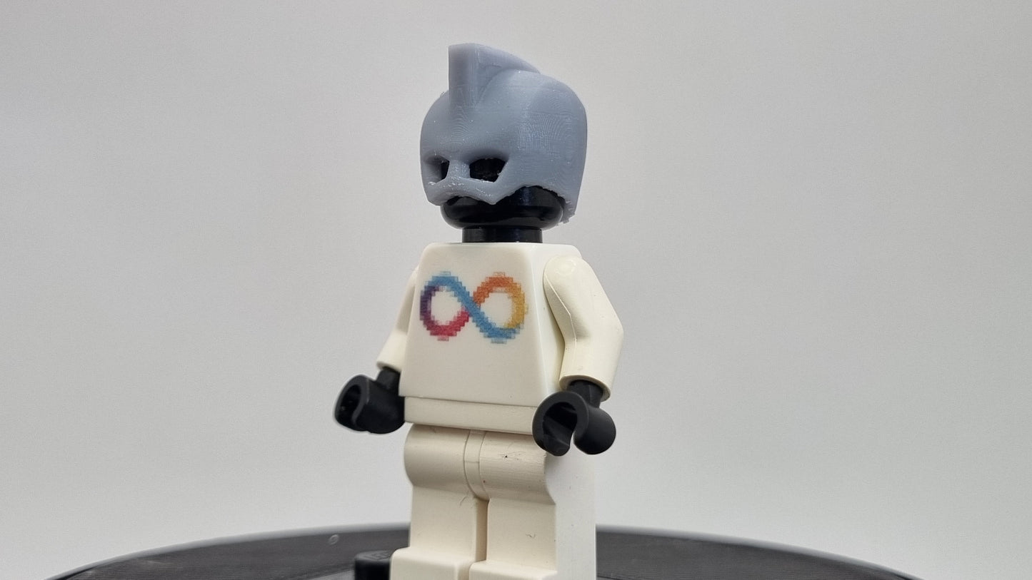 Building toy custom 3D printed small mohawk super hero helmet!