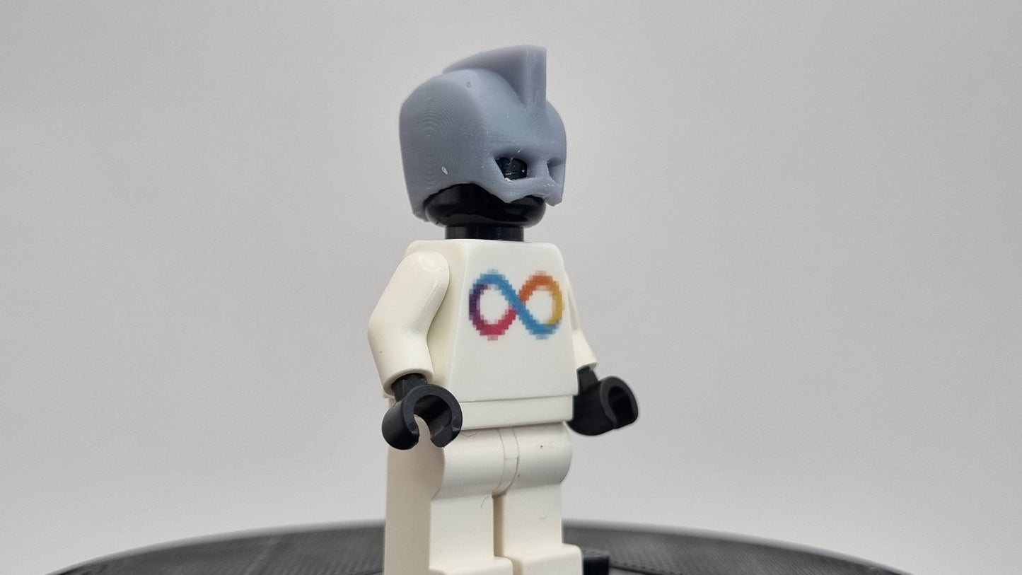 Building toy custom 3D printed small mohawk super hero helmet!