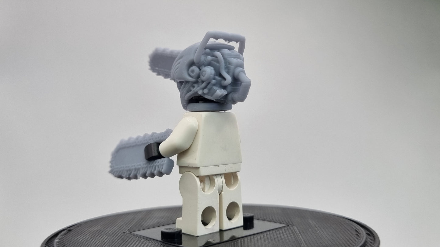 Building toy guy with with garden cutting tools everwhere!