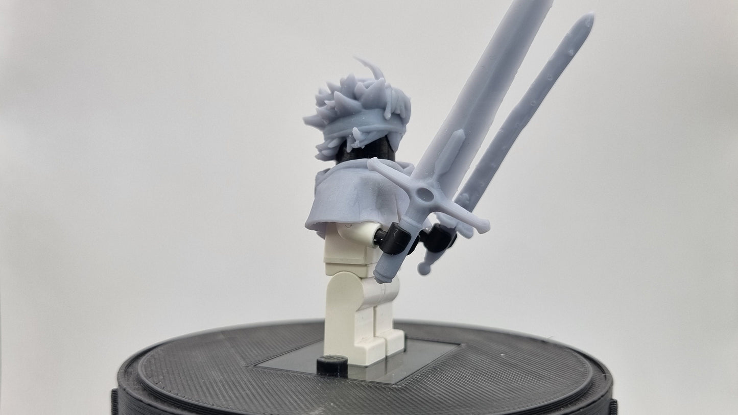 Building toy custom 3D printed small kid with two big swords!