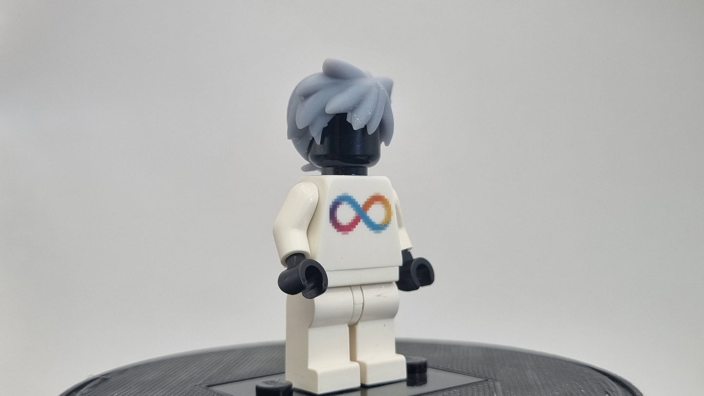 Custom 3D printed building toy animals to catch trainer with orange hair!