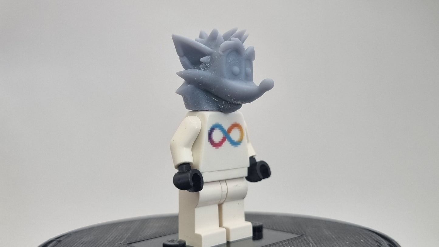 Custom 3D printed building toy spinning dog head!