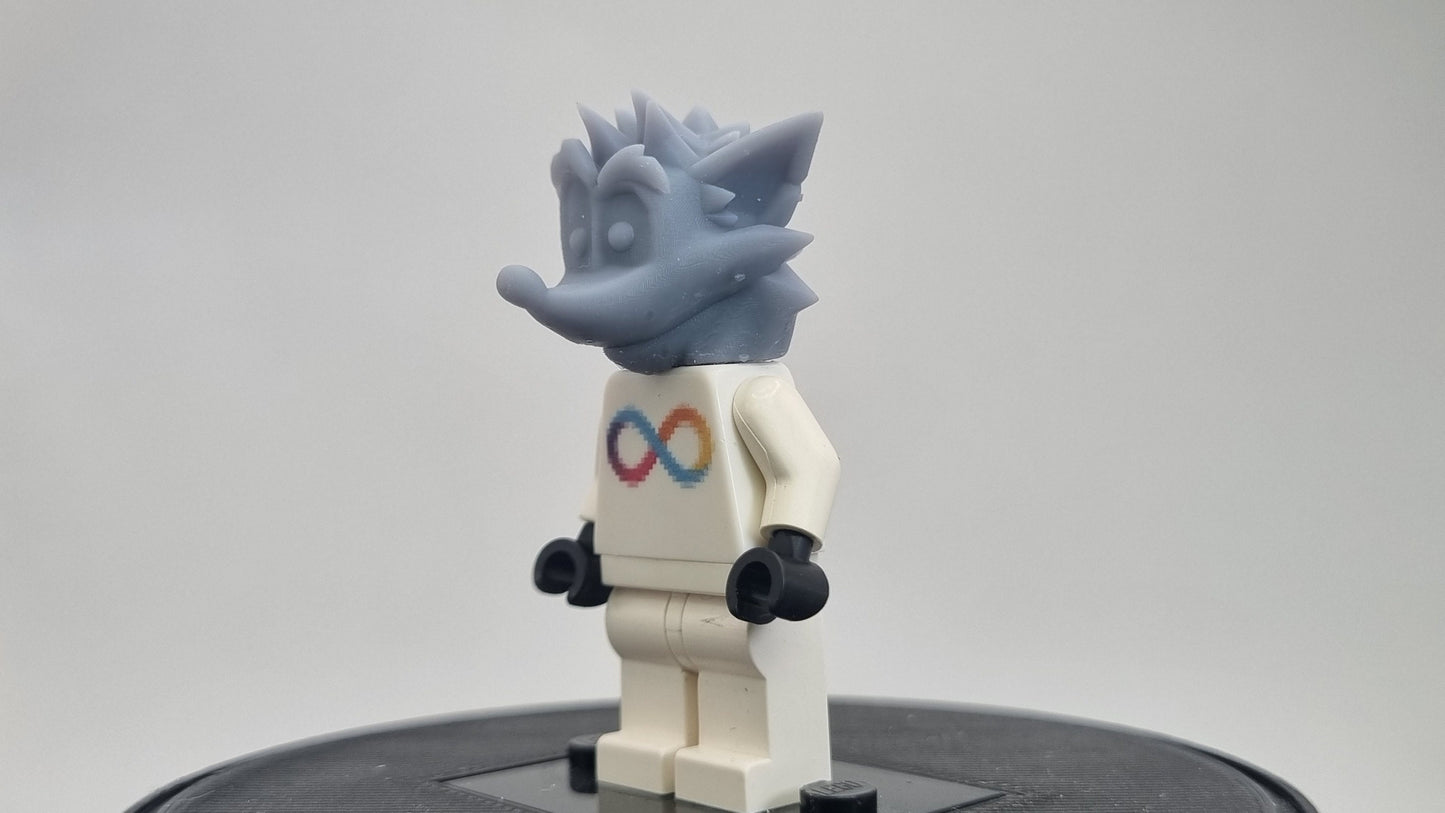 Custom 3D printed building toy spinning dog head!